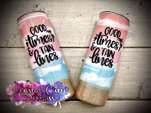 Peach and sand glitter skinny pair, “good times & tan lines”